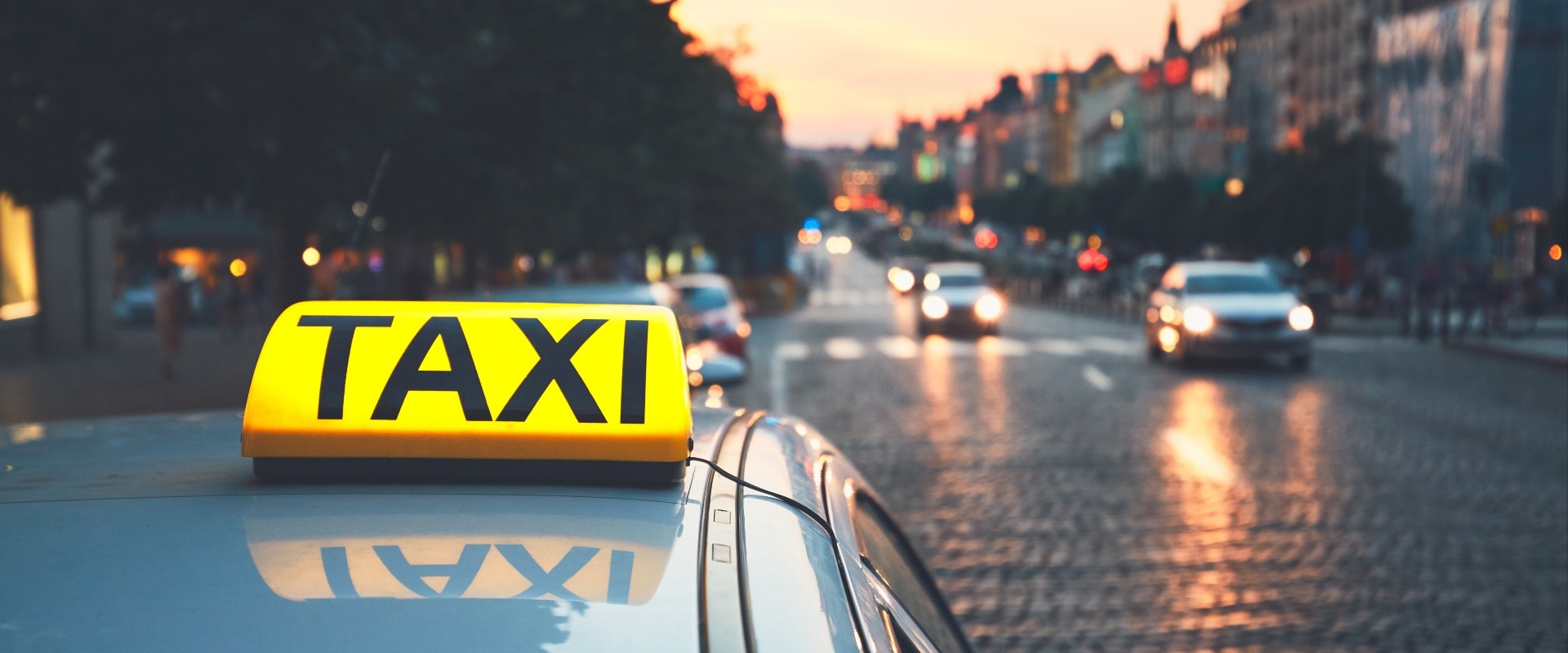 Taxi car on the city street